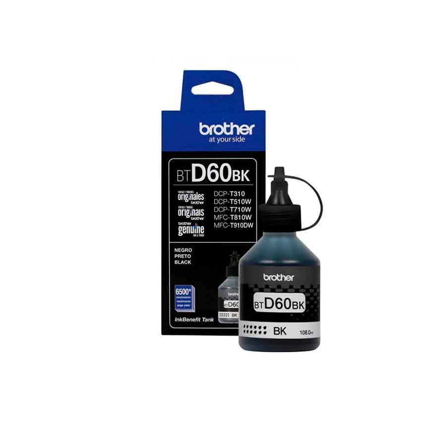 BOTELLA DE TINTA BROTHER NEGRA BTD60BK T310/T510W/T520W/T420W/T720DW 6.500 PAGINAS