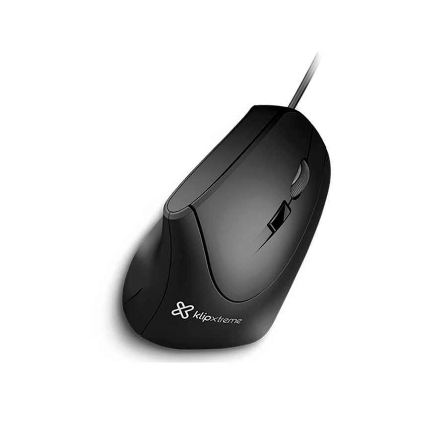 MOUSE KLIP XTREME ALAMBRICO VERTICAL ERGONOMICO KROWN USB - NEGRO